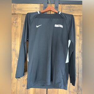 Nike Black Pullover with White Swoosh and Text Gonzaga Dri-fit